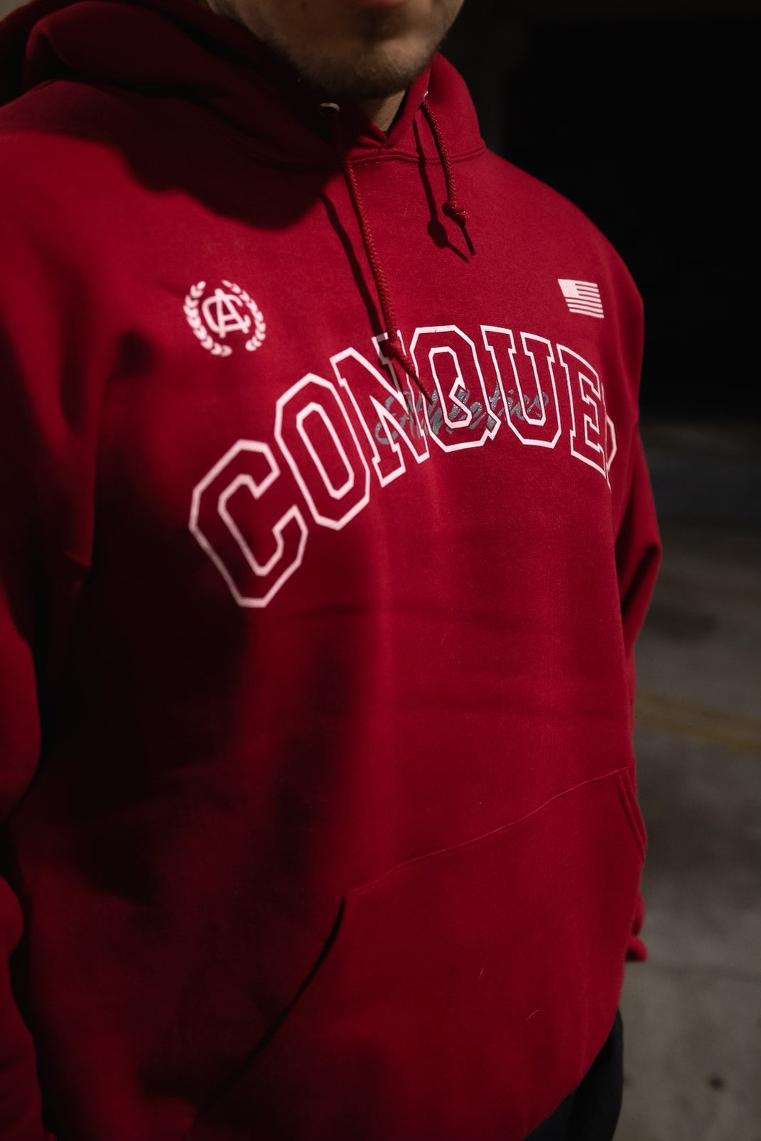 OVERSIZED CONQUER BLOCK HOODIE VINTAGE RED