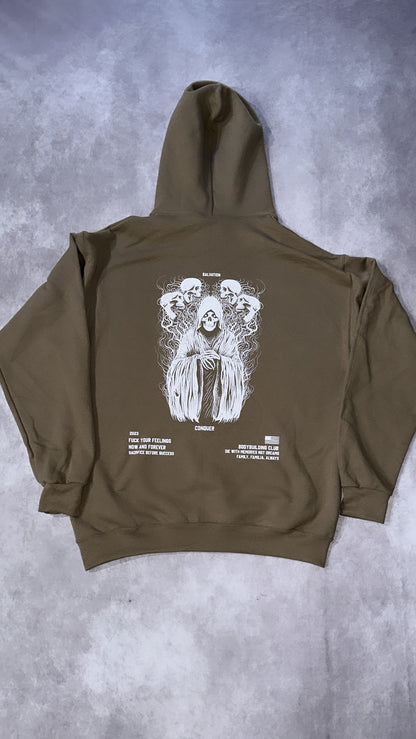 Reaper Oversized Hoodie in Brown